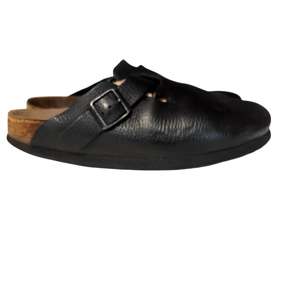 Birkenstock Black oiled leather Boston clogs sz 39 pebbled boho casual fall